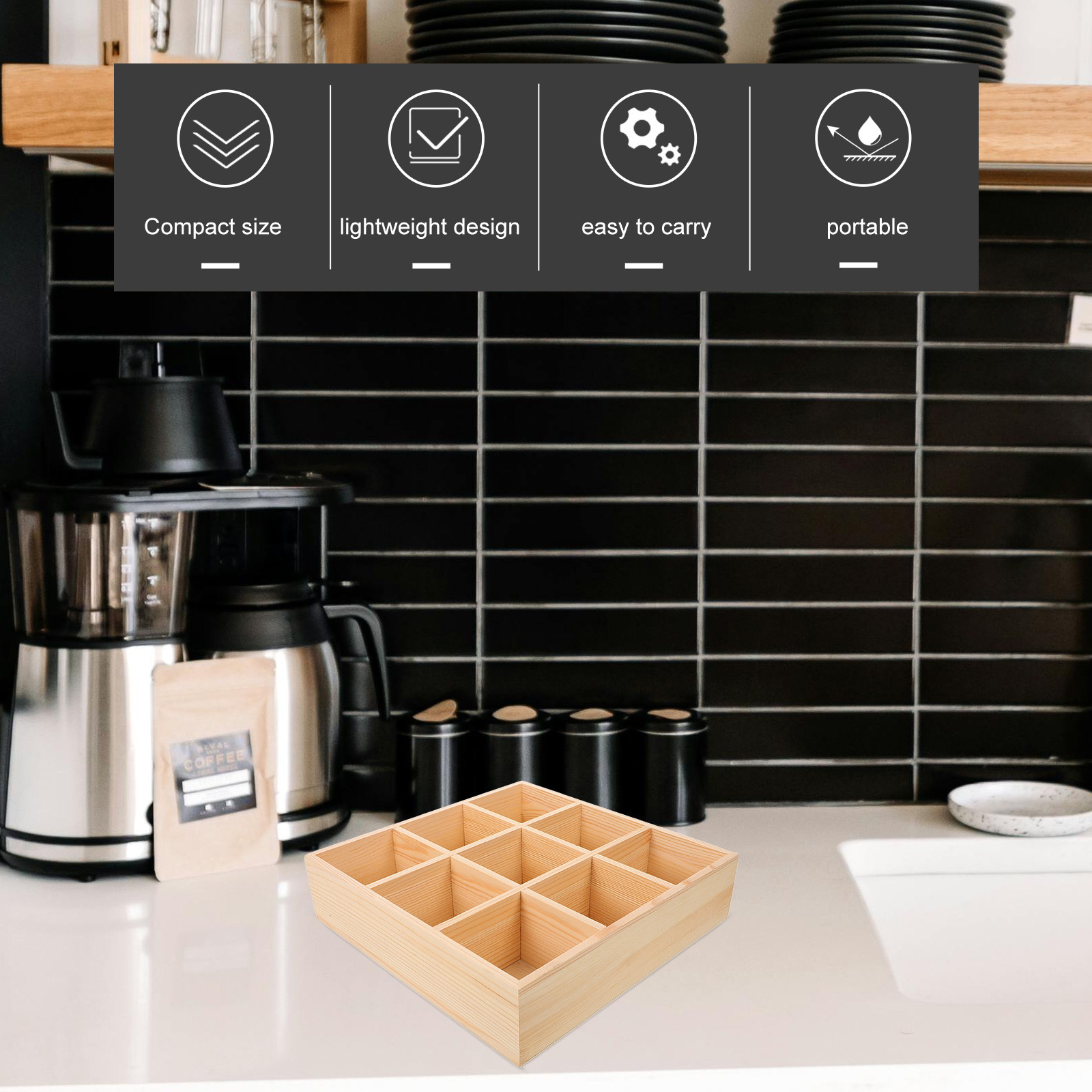 Contenitore in legno naturale  - Coffee Tea Sugar recensione e prezzo